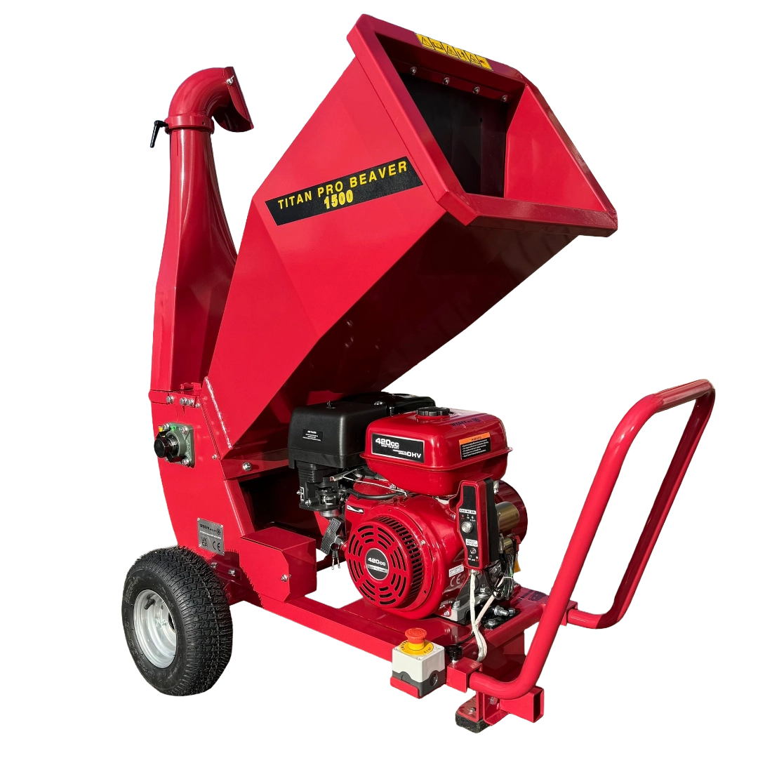 Order a Our most powerful 15HP chipper with a huge 120mm (4.7) capacity. The heavy-duty drum mechanism is expertly designed to handle sticky evergreens and Leylandii without clogging. Features Electric Key Start, a robust twin-belt drive, and includes safety goggles and ear defenders as standard.