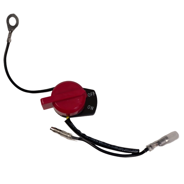 Order a A genuine replacement engine on/off switch Part 1 for the Titan Pro range of 15HP 7HP TP1200 and TPBeaver petrol wood chippers. Comes complete with the required pre-attached wiring for a simple plug-and-play installation to restore safe ignition control. Also fits legacy 13/14HP models.