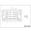Technical drawing showing the mounting hole dimensions and bolt pattern for the 18HP petrol engine base plate.