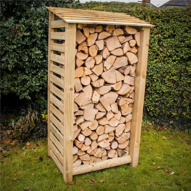 Order a Our tall slatted log stores offer a large amount of storage with a smart design - the slatted side panels allowing optimal air-flow meaning when it comes time to burn it you will get maximum heat output from your logs. Coupled with an increase of height over our standard slatted log store this should have enough space for wood to get you through those cold winters Each log store is crafted from fully pressure treated timber meaning you will get the best of quality with incredible durability.